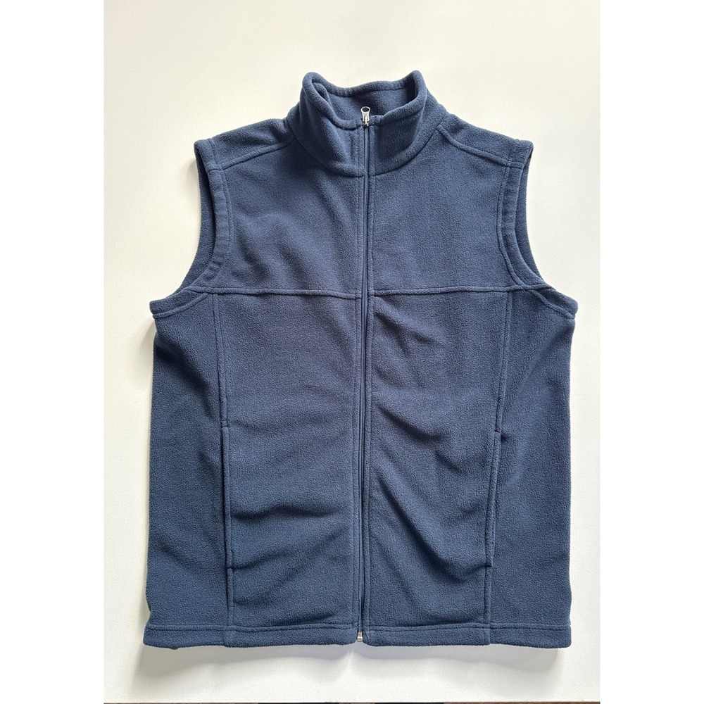 Gravel Gear Mens Navy Blue Fleece Full Zip Mock Neck Vest Regular Fit Size L